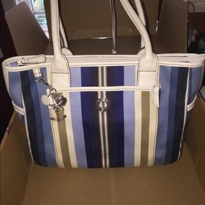 Brighton Cruz Tote White & Navy - NEW w/Box